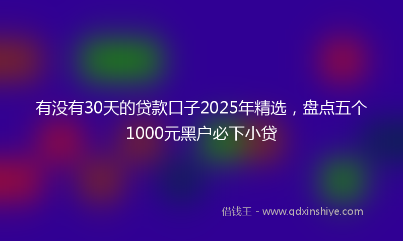 有没有30天的贷款口子2025年精选，盘点五个1000元黑户必下小贷