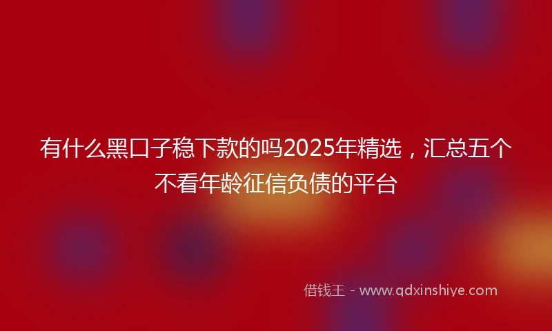 有什么黑口子稳下款的吗2025年精选，汇总五个不看年龄征信负债的平台