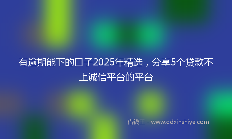 有逾期能下的口子2025年精选，分享5个贷款不上诚信平台的平台