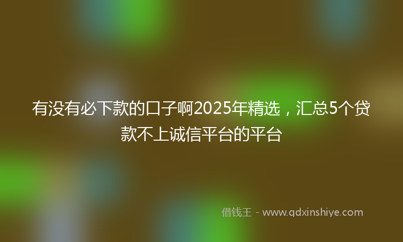 有没有必下款的口子啊2025年精选，汇总5个贷款不上诚信平台的平台