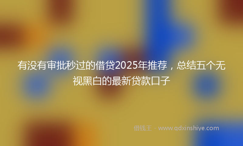 有没有审批秒过的借贷2025年推荐，总结五个无视黑白的最新贷款口子