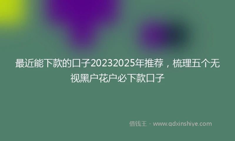 最近能下款的口子20232025年推荐，梳理五个无视黑户花户必下款口子