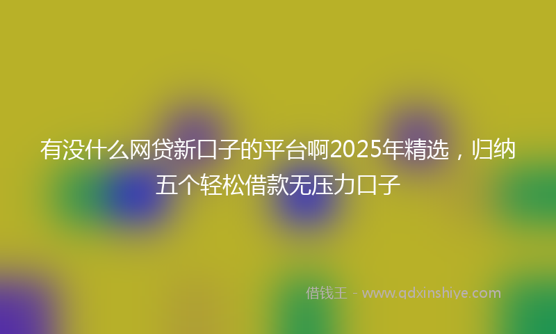 有没什么网贷新口子的平台啊2025年精选，归纳五个轻松借款无压力口子