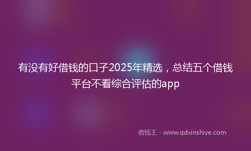 有没有好借钱的口子2025年精选，总结五个借钱平台不看综合评估的app