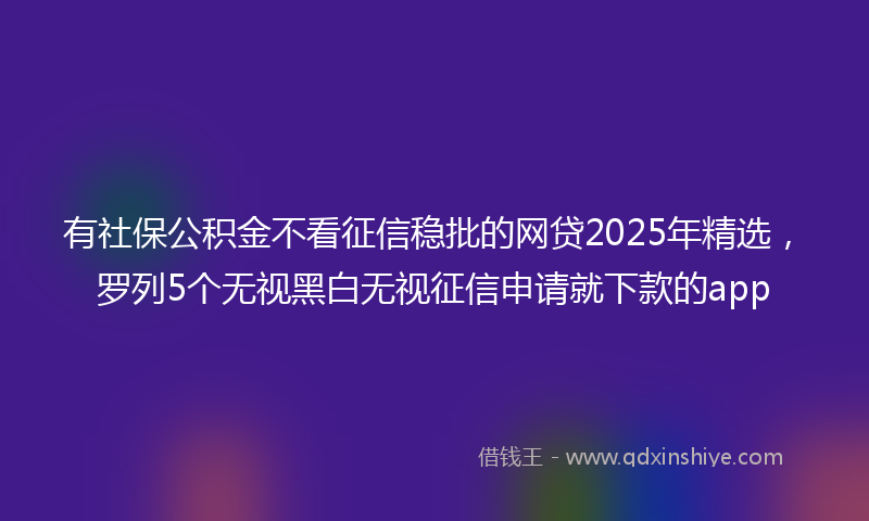 有社保公积金不看征信稳批的网贷2025年精选，罗列5个无视黑白无视征信申请就下款的app