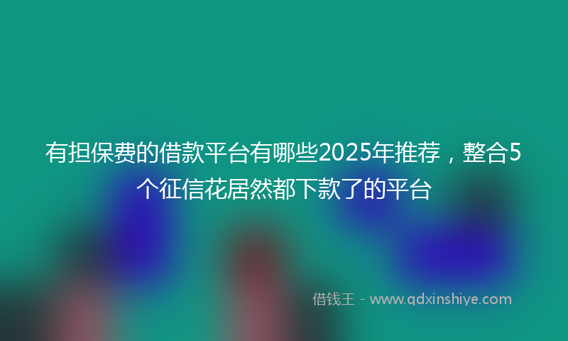 有担保费的借款平台有哪些2025年推荐，整合5个征信花居然都下款了的平台