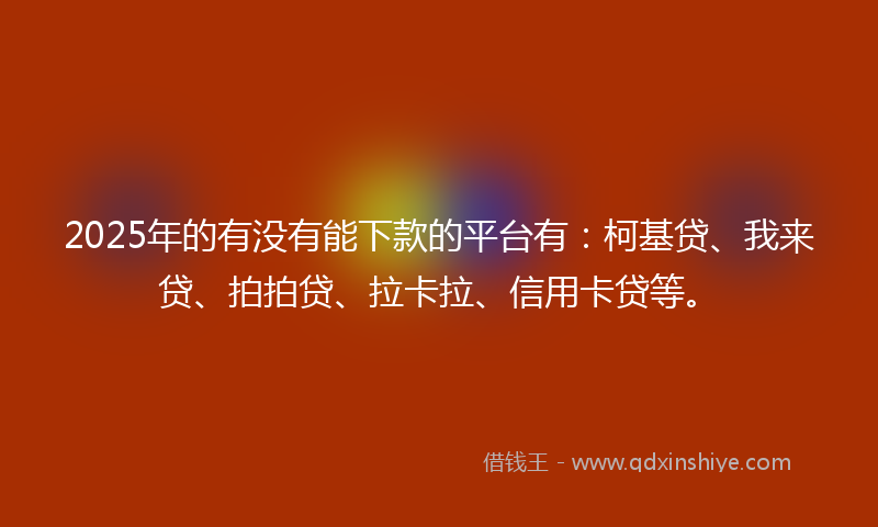 2025年的有没有能下款的平台有：柯基贷、我来贷、拍拍贷、拉卡拉、信用卡贷等。