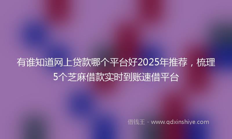 有谁知道网上贷款哪个平台好2025年推荐，梳理5个芝麻借款实时到账速借平台