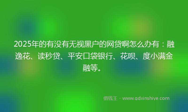 2025年的有没有无视黑户的网贷啊怎么办有：融逸花、读秒贷、平安口袋银行、花呗、度小满金融等。