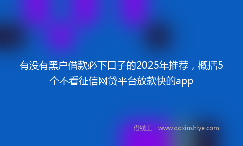 有没有黑户借款必下口子的2025年推荐，概括5个不看征信网贷平台放款快的app