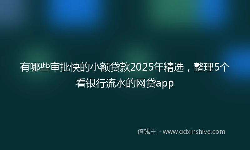 有哪些审批快的小额贷款2025年精选，整理5个看银行流水的网贷app