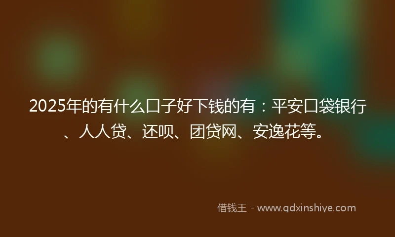 2025年的有什么口子好下钱的有：平安口袋银行、人人贷、还呗、团贷网、安逸花等。