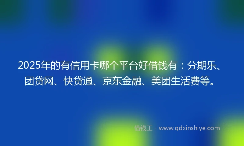 2025年的有信用卡哪个平台好借钱有：分期乐、团贷网、快贷通、京东金融、美团生活费等。