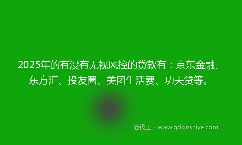 2025年的有没有无视风控的贷款有：京东金融、东方汇、投友圈、美团生活费、功夫贷等。
