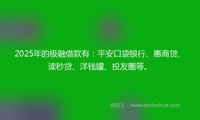 2025年的极融借款有：平安口袋银行、惠商贷、读秒贷、洋钱罐、投友圈等。