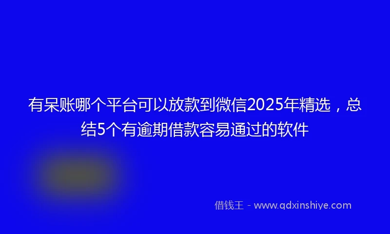 有呆账哪个平台可以放款到微信2025年精选，总结5个有逾期借款容易通过的软件