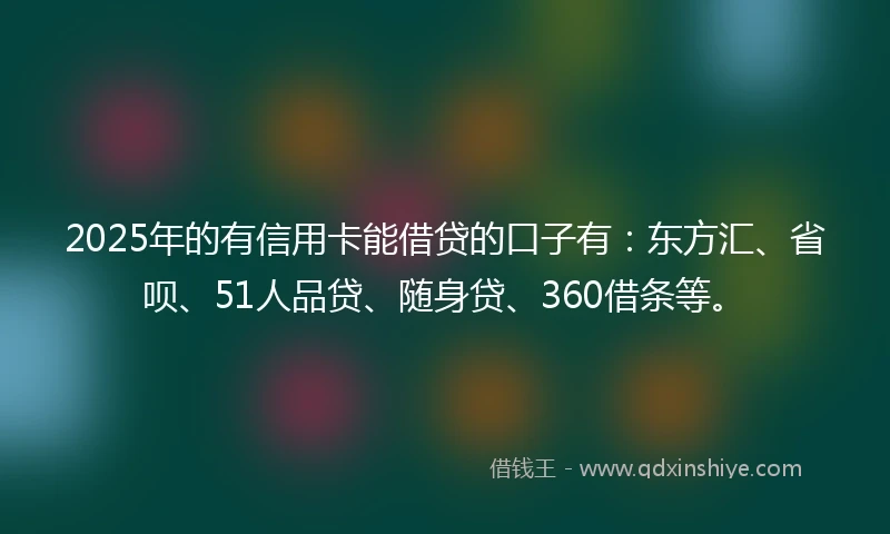 2025年的有信用卡能借贷的口子有：东方汇、省呗、51人品贷、随身贷、360借条等。