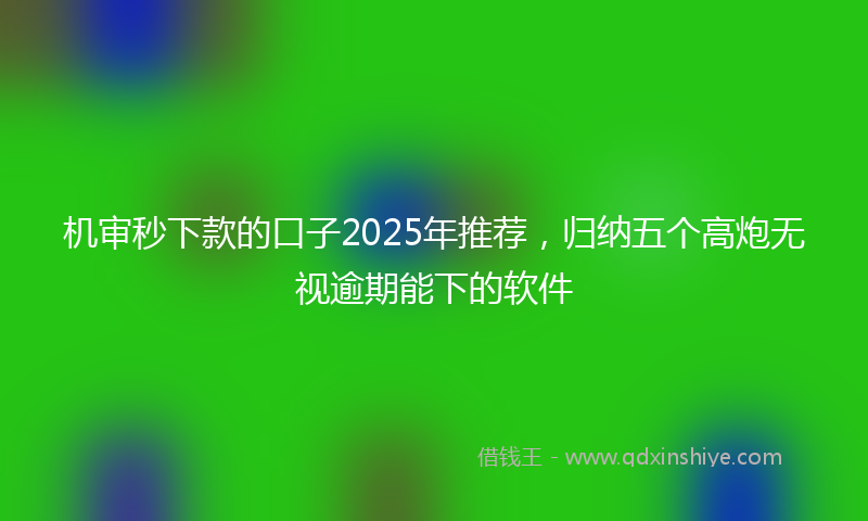 机审秒下款的口子2025年推荐，归纳五个高炮无视逾期能下的软件