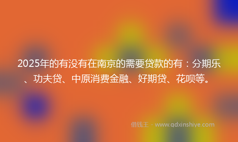 2025年的有没有在南京的需要贷款的有：分期乐、功夫贷、中原消费金融、好期贷、花呗等。