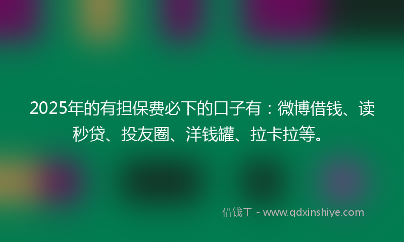 2025年的有担保费必下的口子有：微博借钱、读秒贷、投友圈、洋钱罐、拉卡拉等。