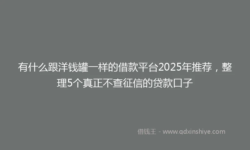 有什么跟洋钱罐一样的借款平台2025年推荐，整理5个真正不查征信的贷款口子