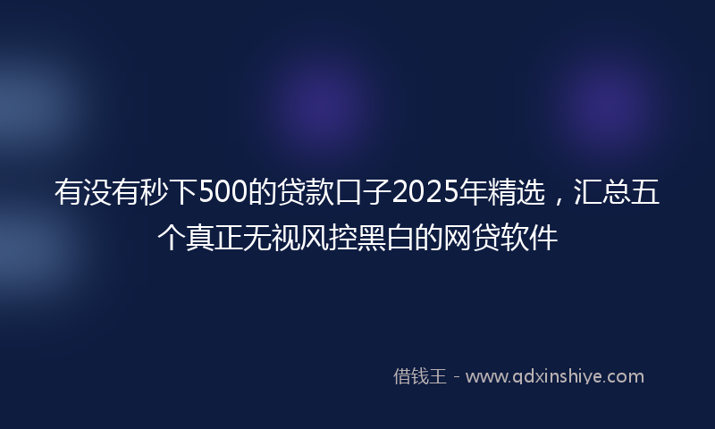 有没有秒下500的贷款口子2025年精选，汇总五个真正无视风控黑白的网贷软件