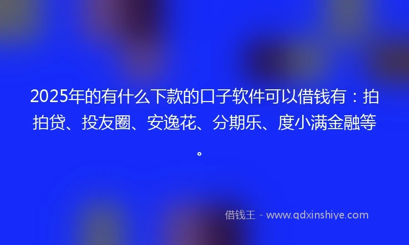 2025年的有什么下款的口子软件可以借钱有：拍拍贷、投友圈、安逸花、分期乐、度小满金融等。