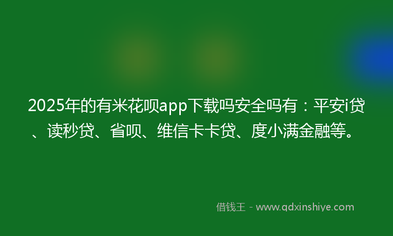 2025年的有米花呗app下载吗安全吗有：平安i贷、读秒贷、省呗、维信卡卡贷、度小满金融等。