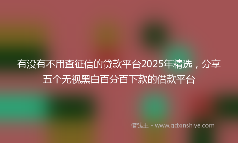 有没有不用查征信的贷款平台2025年精选，分享五个无视黑白百分百下款的借款平台