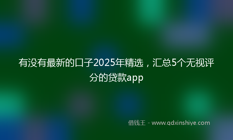 有没有最新的口子2025年精选，汇总5个无视评分的贷款app
