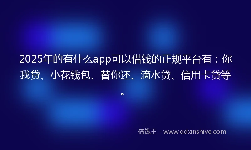 2025年的有什么app可以借钱的正规平台有：你我贷、小花钱包、替你还、滴水贷、信用卡贷等。