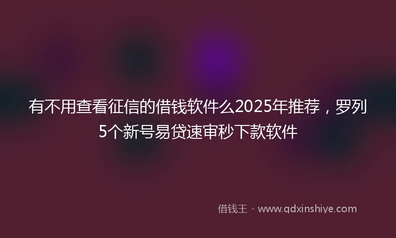 有不用查看征信的借钱软件么2025年推荐，罗列5个新号易贷速审秒下款软件