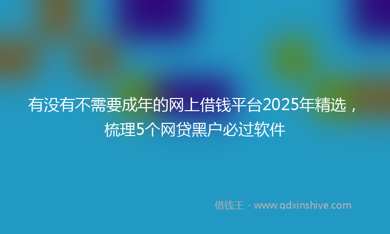 有没有不需要成年的网上借钱平台2025年精选，梳理5个网贷黑户必过软件