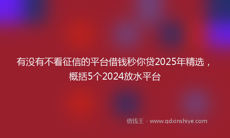有没有不看征信的平台借钱秒你贷2025年精选，概括5个2024放水平台