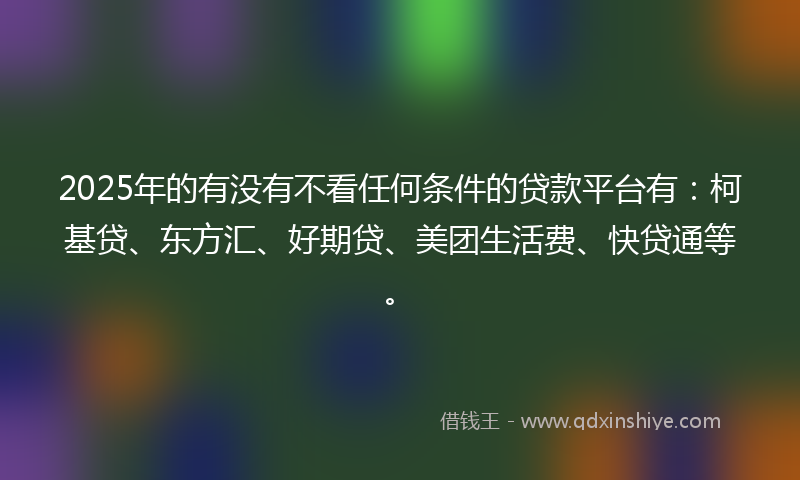 2025年的有没有不看任何条件的贷款平台有：柯基贷、东方汇、好期贷、美团生活费、快贷通等。