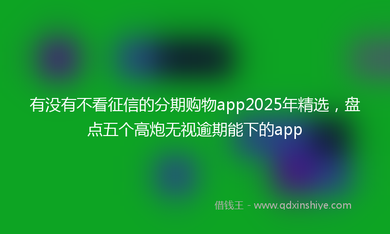 有没有不看征信的分期购物app2025年精选，盘点五个高炮无视逾期能下的app