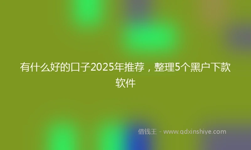有什么好的口子2025年推荐，整理5个黑户下款软件