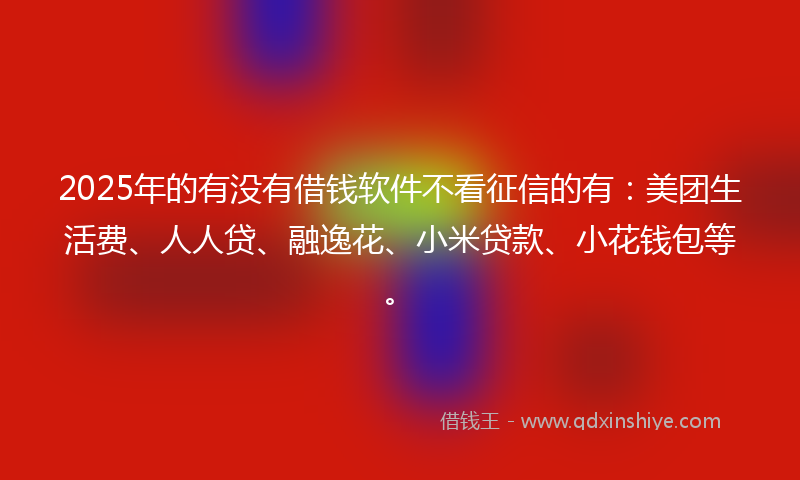 2025年的有没有借钱软件不看征信的有：美团生活费、人人贷、融逸花、小米贷款、小花钱包等。