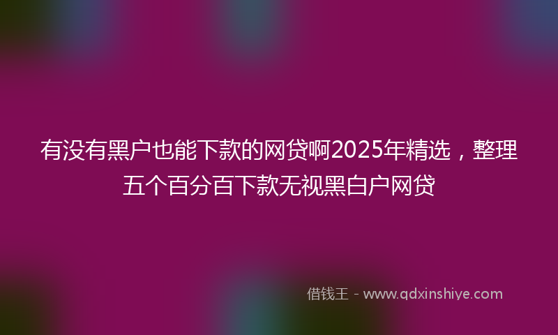 有没有黑户也能下款的网贷啊2025年精选，整理五个百分百下款无视黑白户网贷
