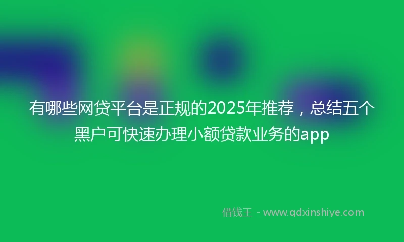 有哪些网贷平台是正规的2025年推荐，总结五个黑户可快速办理小额贷款业务的app