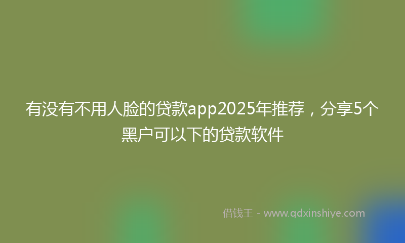 有没有不用人脸的贷款app2025年推荐，分享5个黑户可以下的贷款软件