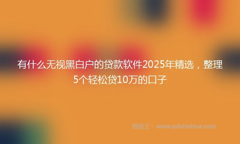 有什么无视黑白户的贷款软件2025年精选,整理5个轻松贷10万的口子