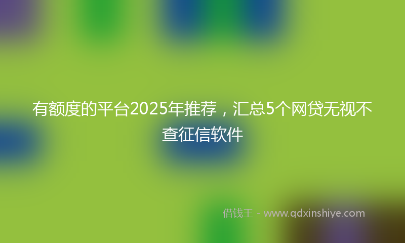 有额度的平台2025年推荐，汇总5个网贷无视不查征信软件