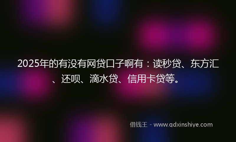 2025年的有没有网贷口子啊有：读秒贷、东方汇、还呗、滴水贷、信用卡贷等。