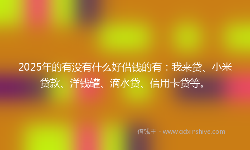 2025年的有没有什么好借钱的有：我来贷、小米贷款、洋钱罐、滴水贷、信用卡贷等。