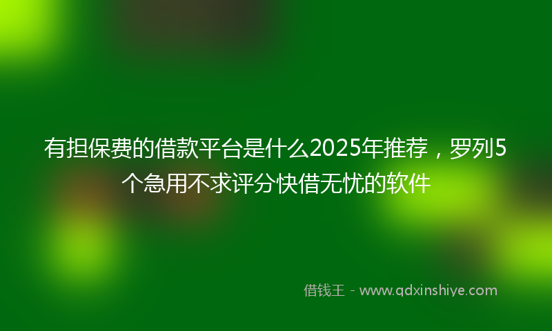 有担保费的借款平台是什么2025年推荐，罗列5个急用不求评分快借无忧的软件