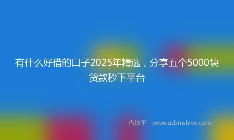 有什么好借的口子2025年精选，分享五个5000块贷款秒下平台