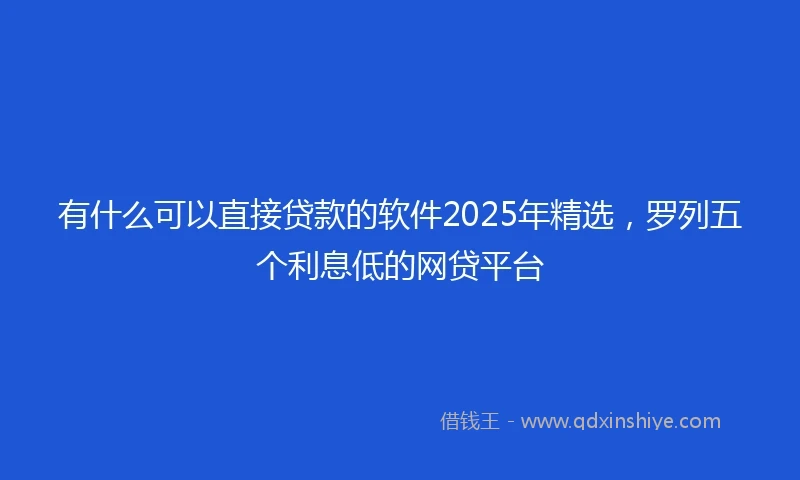 有什么可以直接贷款的软件2025年精选，罗列五个利息低的网贷平台