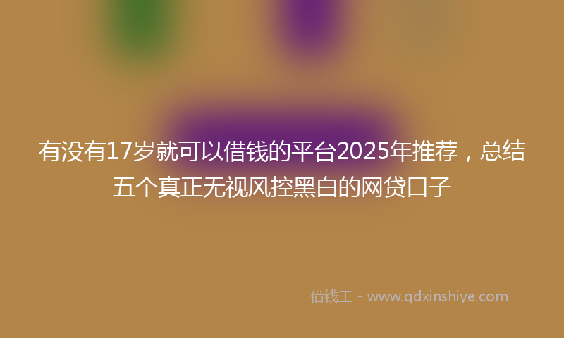 有没有17岁就可以借钱的平台2025年推荐，总结五个真正无视风控黑白的网贷口子