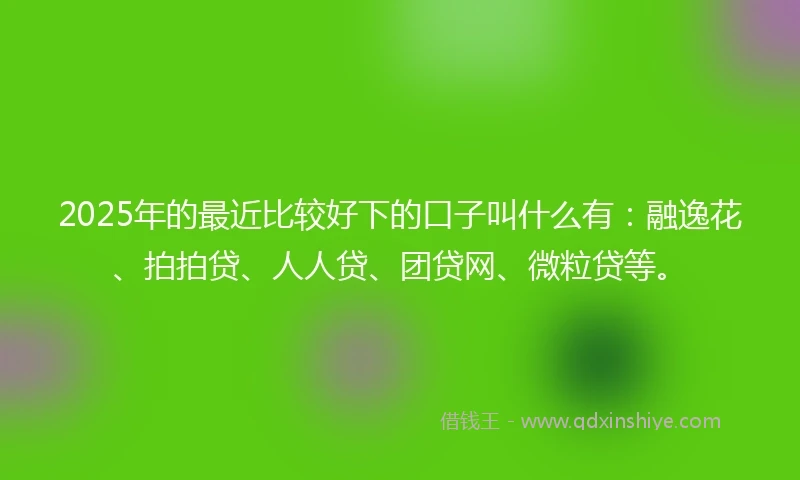 2025年的最近比较好下的口子叫什么有:融逸花、拍拍贷、人人贷、团贷网、微粒贷等。